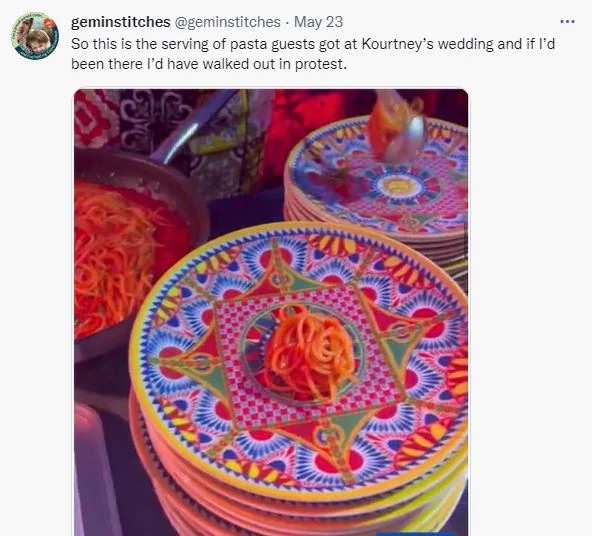 A little pasta served at Kourtney Kardashian's lavish wedding has become a buzzword among netizens
