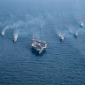 America's Seventh Fleet, 70 ships, 150 fighter jets and 27,000 soldiers stationed in Taiwan