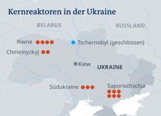 Nuclear power plants in war: hardly any protection under international law | Europe | DW Infographic map with nuclear reactors in Ukraine