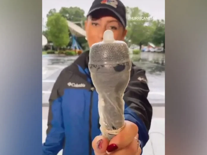 TV reporter put condom on mic