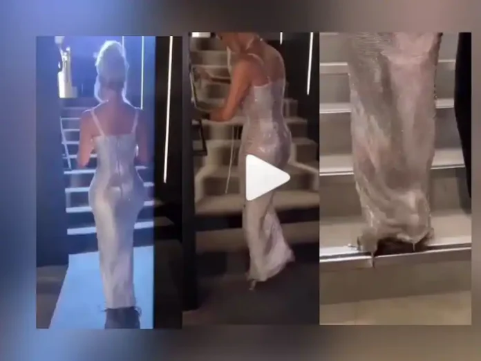 Video of Kim Kardashian in silver gown goes viral on the internet, people trolling the actress

