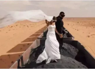 Honeymoon in desert freight train leaving mine, know the reason behind it trending news rmt रणरणत्या वाळवंटात खदानीतून निघालेल्या मालगाडीत Honeymoon! या मागचं कारण वाचून व्हाल हैराण