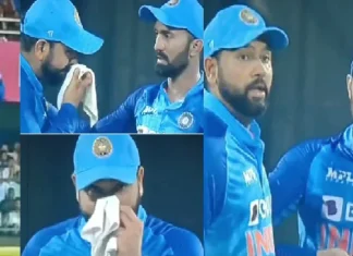 Rohit Sharma out of the match in the middle of the field after bleeding from the nose, video goes viral Live मॅच सुरु असताना Rohit Sharma च्या नाकातून रक्तस्राव; व्हिडीओ सोशल मीडियावर व्हायरल
