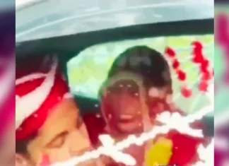 Trending video of bride slapping inside the car during the farewell procession goes viral सासरी चाललेल्या नवरीला अचानक काय झालं? गाडीत नवऱ्याला धु धु धुतला, तुम्हीही खळखळून हसाल!